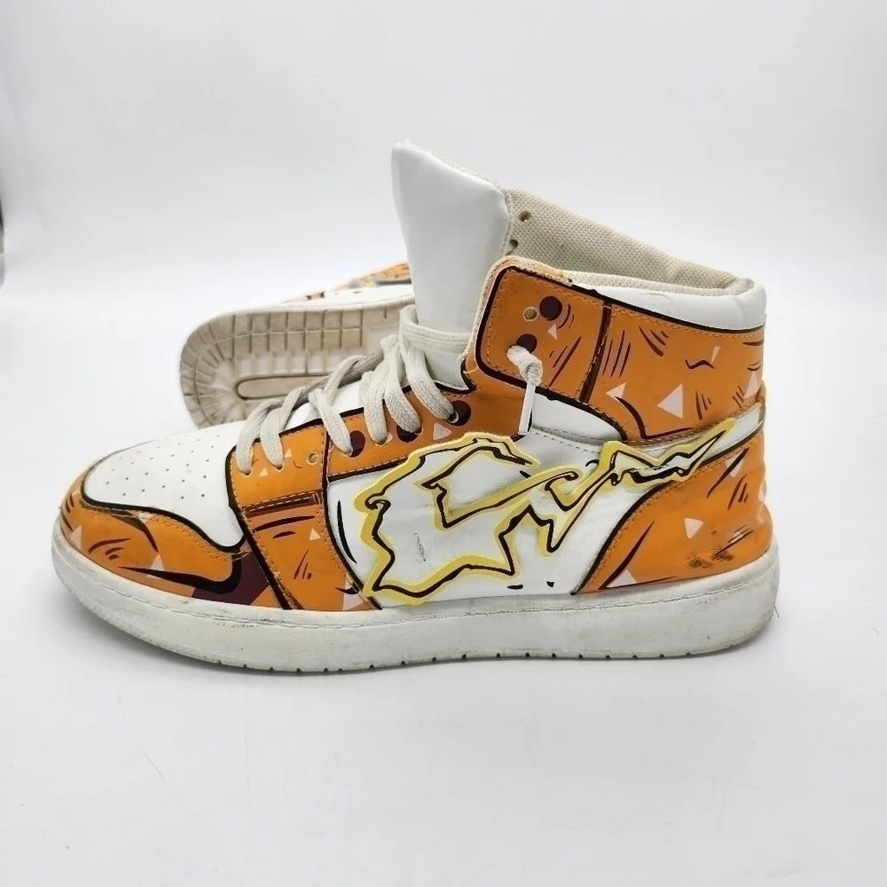Zenitsu Lightning Sneakers Custom Demon Slayer Anime Fashion Shoes Size 9
